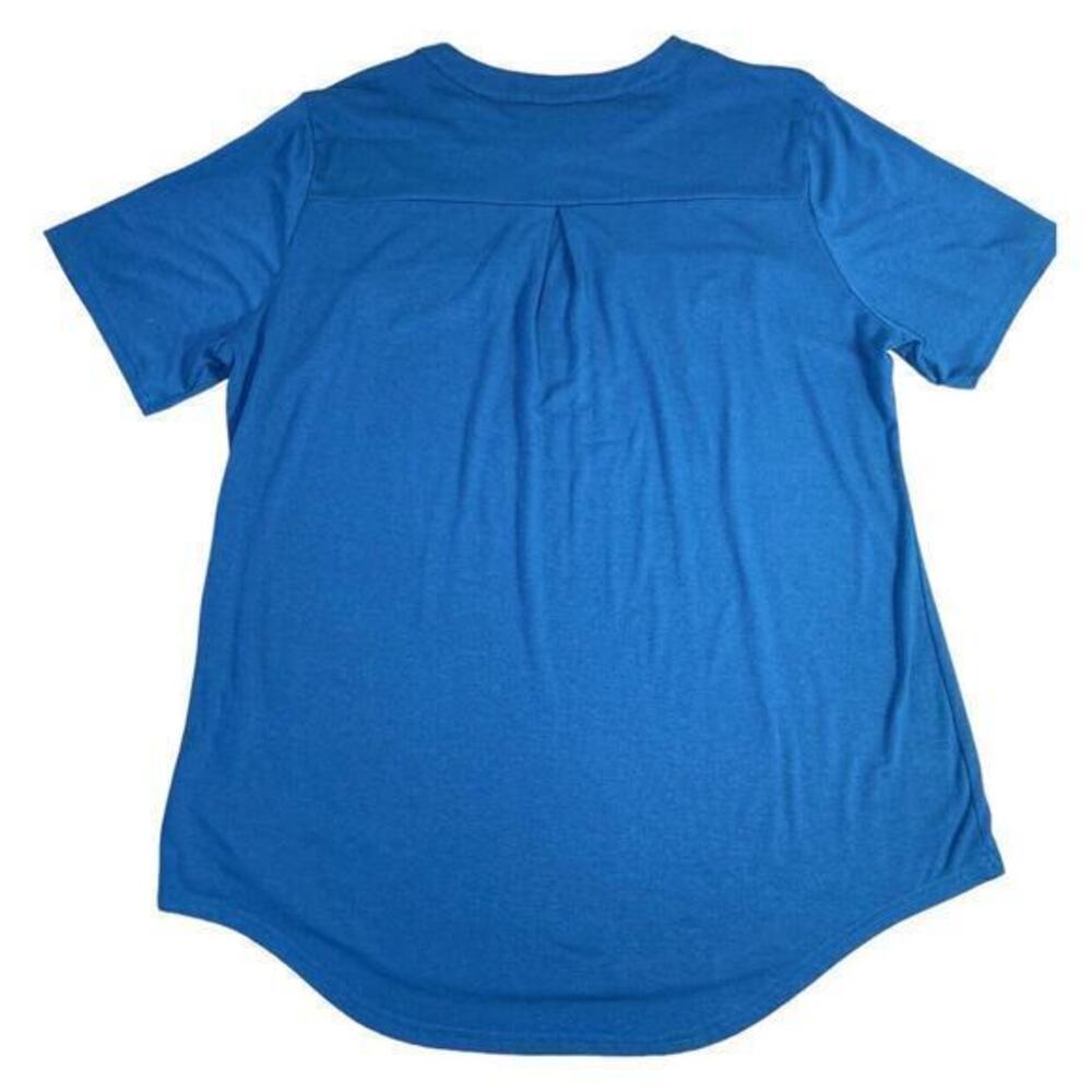 Elegant Blue Zip-Up Women's Blouse - Picture 7 of 9